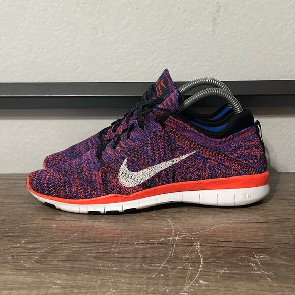Nike Free TR Flyknit (718785-002) Women’s Running Shoes Size 7.5 Blue/Orange - Picture 1 of 8